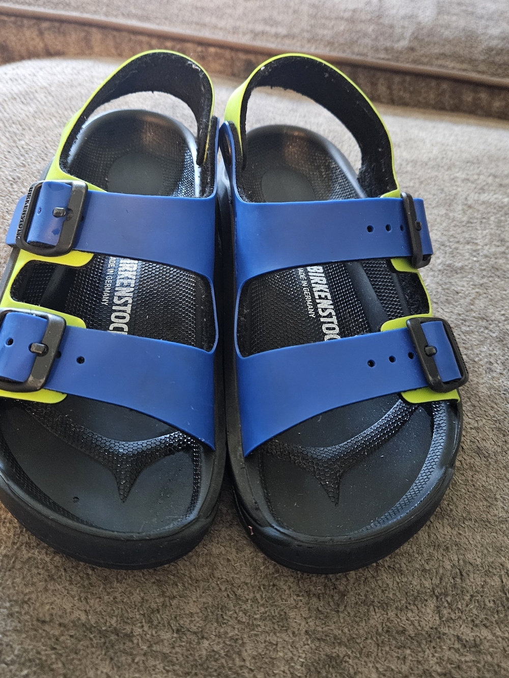 Birkenstock Kids Blue & Neon Green Two-Strap Sandals